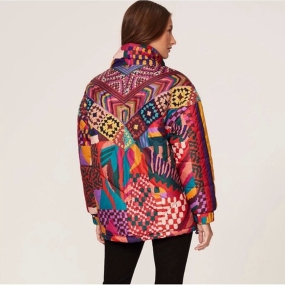 Farm Rio Abstract Patches Reversible Puffer Jacket - Picture 4 of 10